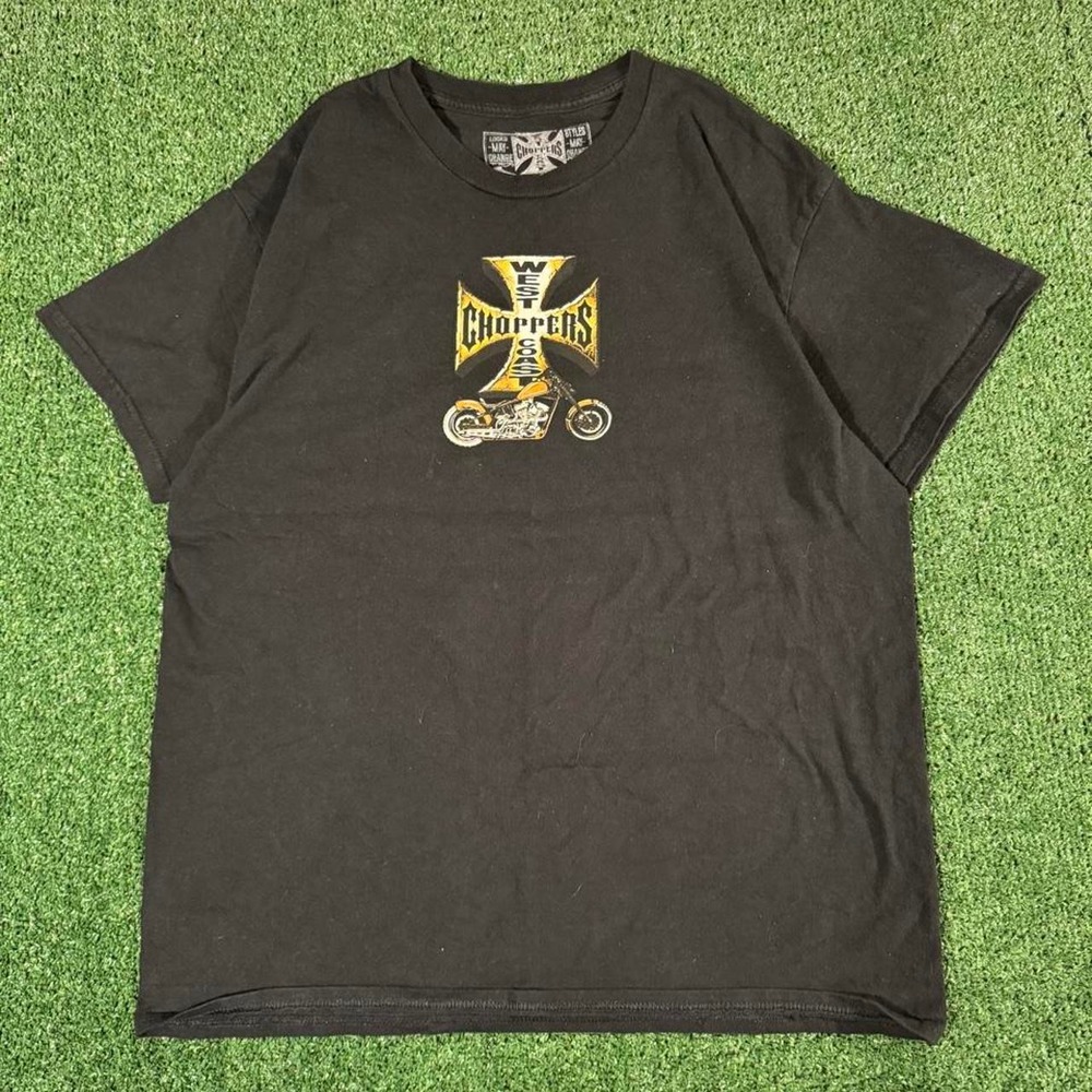West Coast Choppers Vintage Iron Cross Biker Graphic T-Shirt Black Mens L